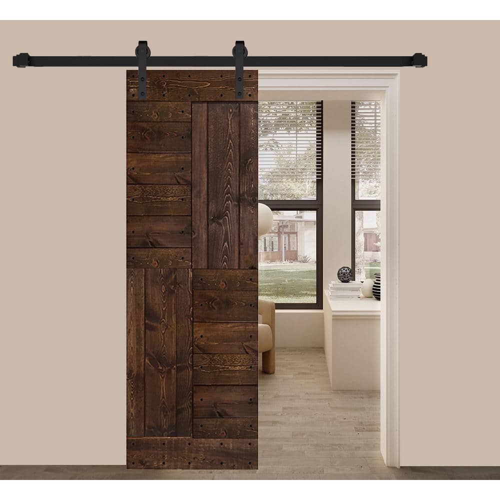 Kona Coffee Solid Wood 30" x 84" Designer Barn Door Slab