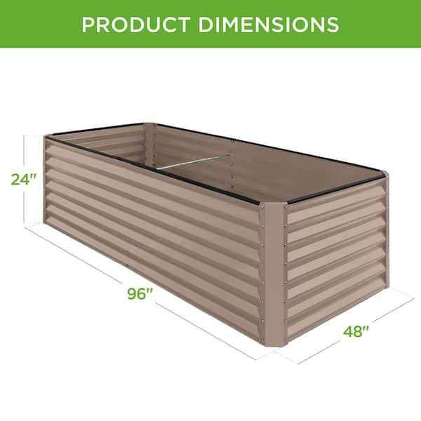 Best Choice Products 8x4x2ft Outdoor Metal Raised Garden Bed, Planter Box for Vegetables, Flowers, Herbs - Taupe