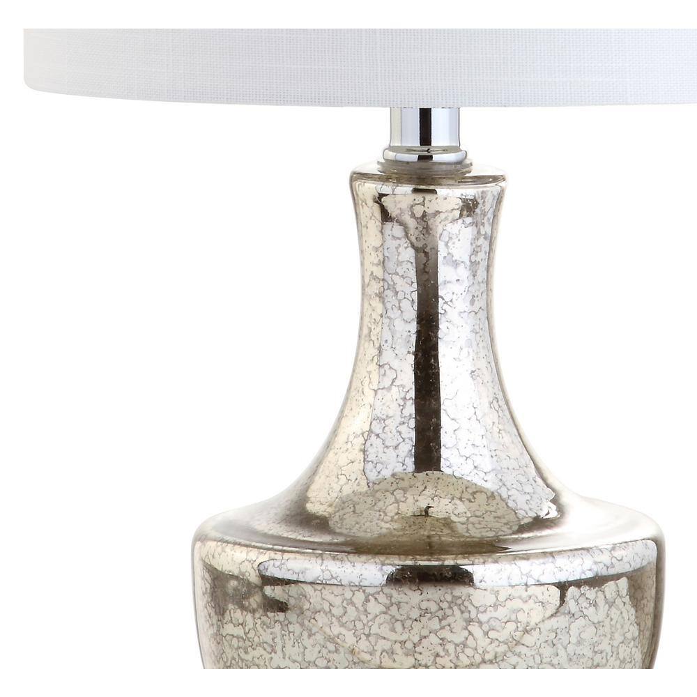 Silver Glass Teardrop Table Lamp with Linen Shade
