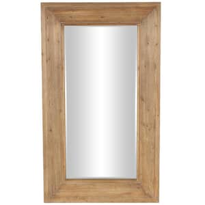 32 in. W x 55 in. H Brown Wood Washed Floor Mirror with Natural Wood Grains