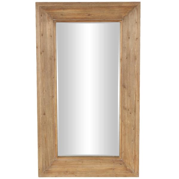 Litton Lane 32 in. W x 55 in. H Brown Wood Washed Floor Mirror with Natural Wood Grains