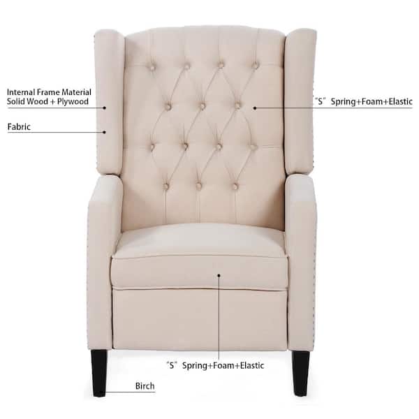 HANS Push Down Fabric Reclining Lounge Chair (Beige)-iFurniture