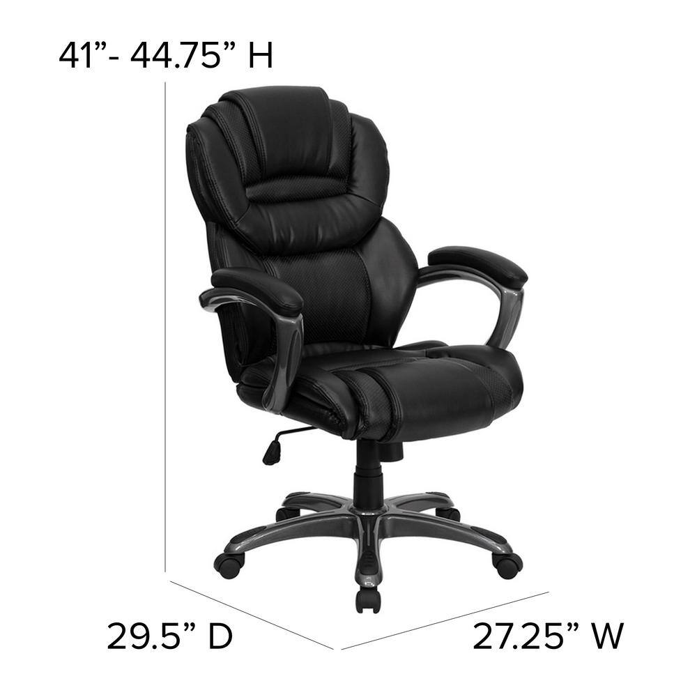 Ergonomic High-Back Executive Swivel Chair in Black LeatherSoft
