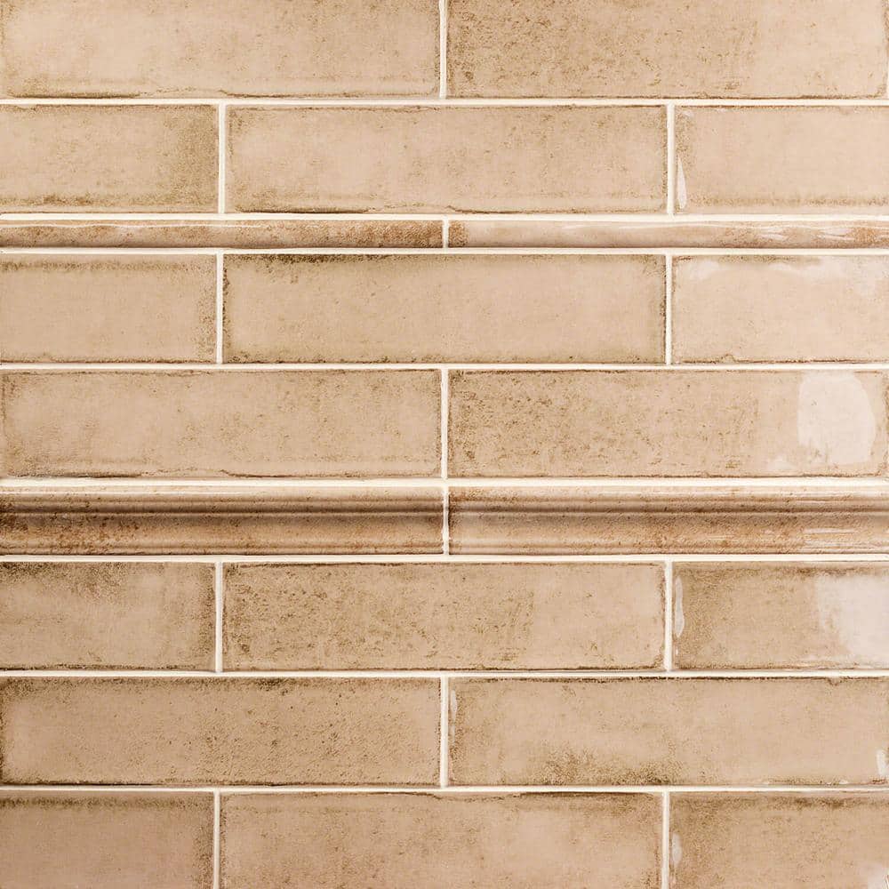 Taupe Ceramic Quarter Round Tile Trim 12" x 2"