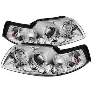 Ford Mustang 99-04 Projector Headlights - LED Halo - Chrome - High H1 (Included) - Low H1 (Included)