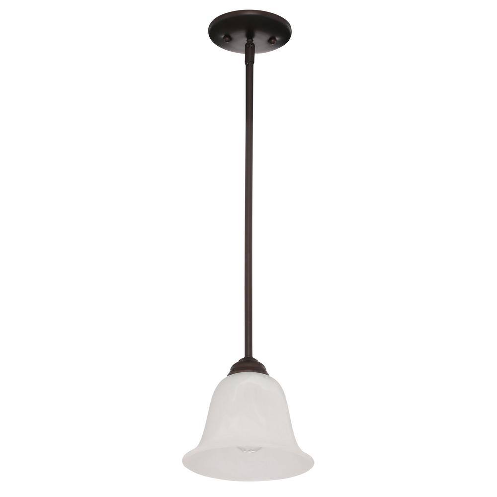 Maddox Transitional Mini Pendant Light in Rubbed Bronze with Marbled Glass