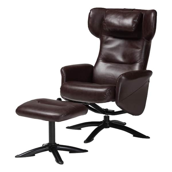 Elwood Dark Brown and Black Arm Chair with Ottoman Set