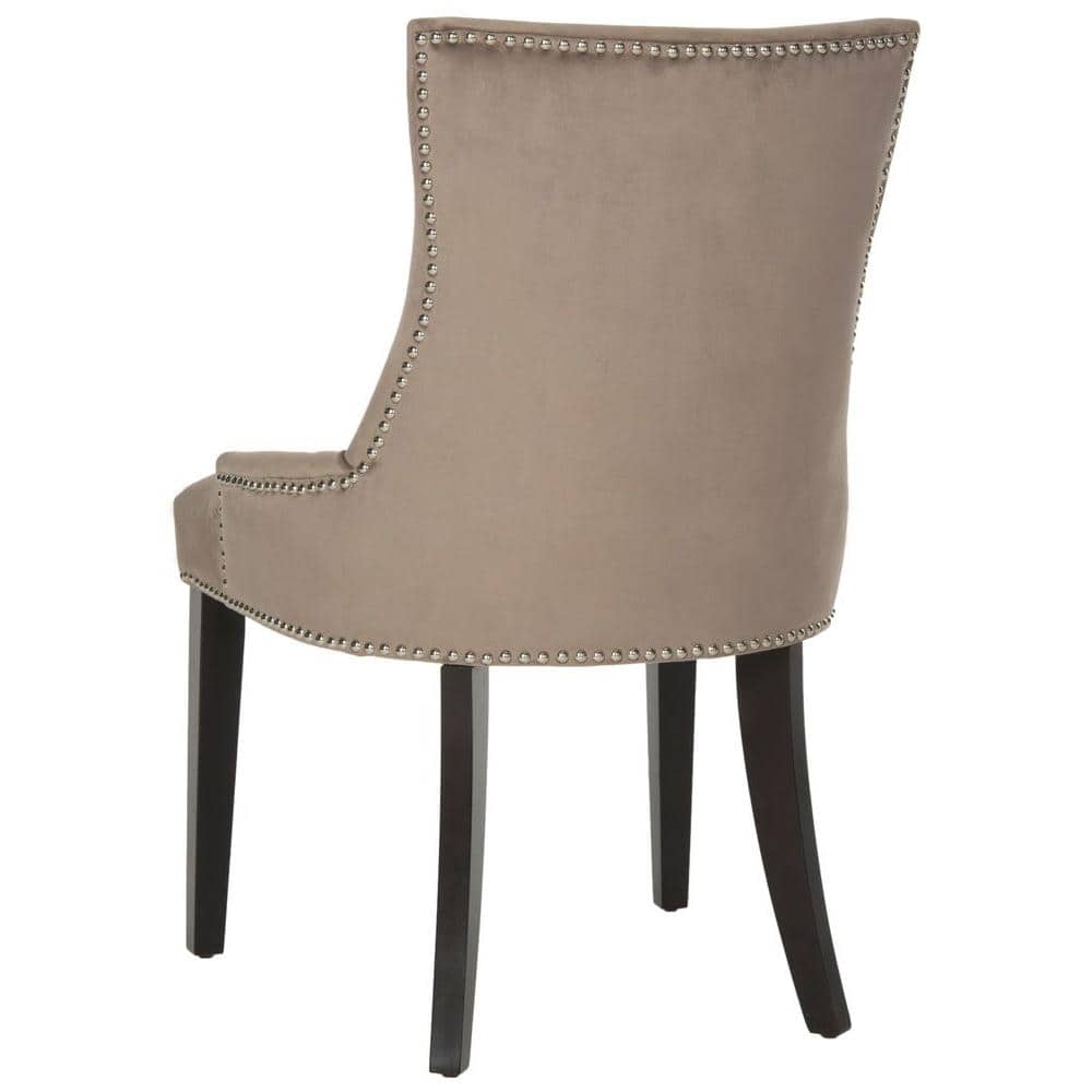 Transitional Gray Velvet Upholstered Side Chair with Birch Legs