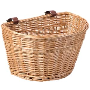 Wicker Front Bike Basket Cargo for Men and Women – Fits Most Bicycles, Beach Cruisers and Ebikes, Light Brown
