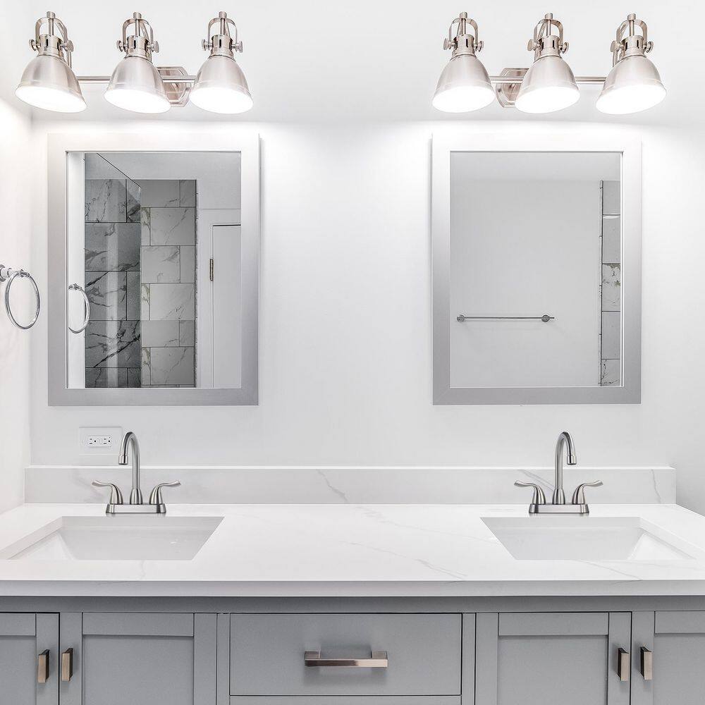 Brushed Nickel Double Handle High Arc Bathroom Faucet