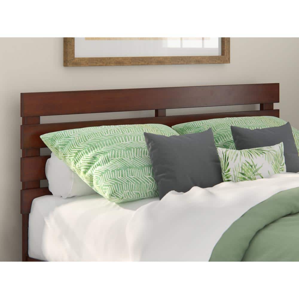 Oxford Walnut Queen Wood Headboard with USB Charger