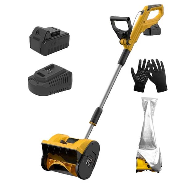 12in Heavy-Duty Plastic Handle Aluminum Snow Shovel with LED Light and Adjustable Direction for Driveway Walkways