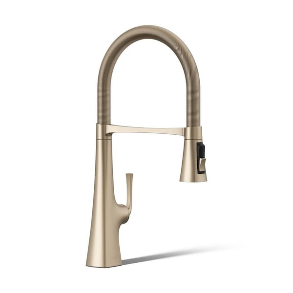 Graze Single Handle Semi-Professional Kitchen Sink Faucet with 3-Function Sprayhead in Vibrant Brushed Bronze