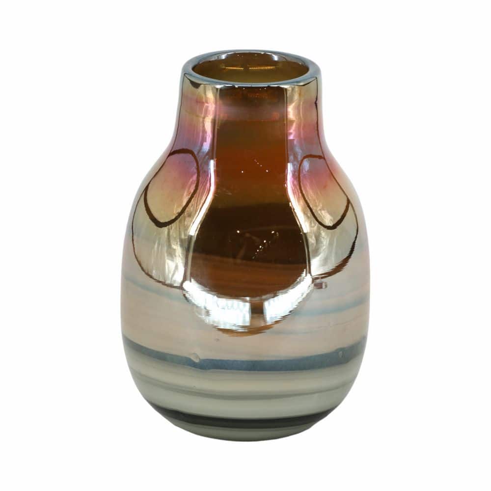 10" Tall Black and Gold Glass Decorative Vase