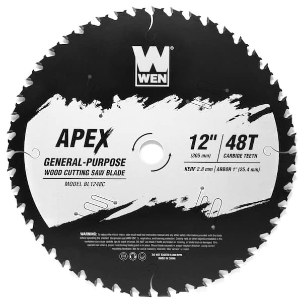 WEN Apex 12 in. 48-Tooth Carbide-Tipped General-Purpose Industrial-Grade Woodworking Saw Blade with Cool-Cut Coating