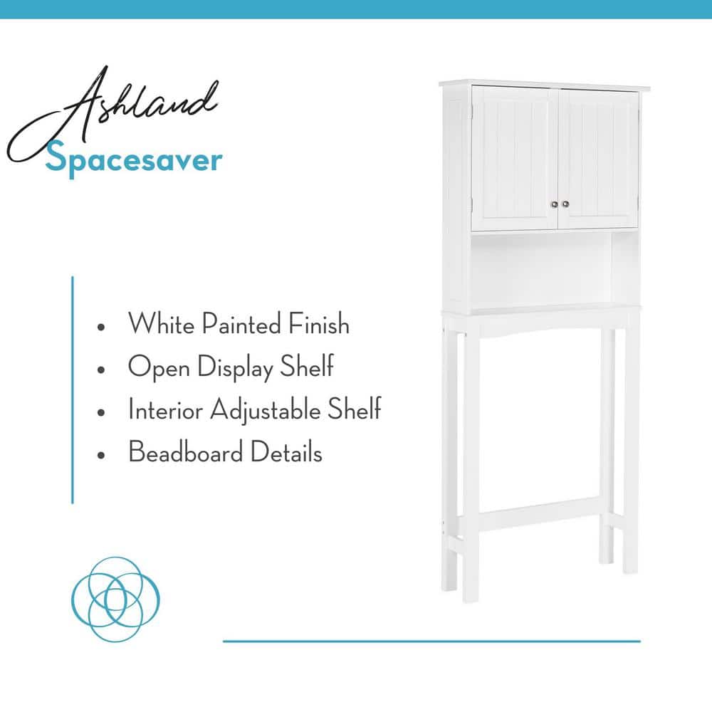 White MDF Over-the-Toilet Storage Cabinet with Adjustable Shelves
