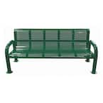 6 ft. Green Metal U-Leg Perforated Roll Form Bench with Back