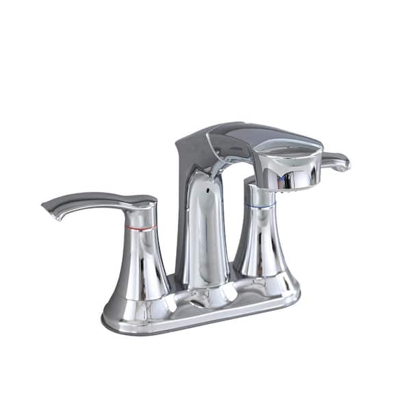 Lukvuzo 4 In. Centerset Double Handle Low Arc Bathroom Faucet And Pull ...