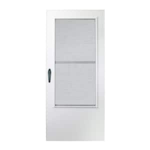 200 Series 33 in. x 80 in. White Universal Mid-View Triple-Track Aluminum Storm Door with Black Hardware