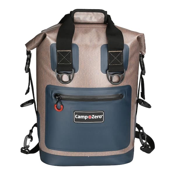 Camp-Zero Back Pack or Carry Bag Cooler in Beige and Blue