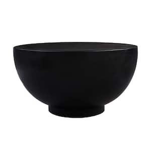 30 in. Matte Black Round Drum Shape Solid Mango Wood Art Coffee Table with Platform Base