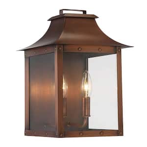 Manchester Collection 2-Light Copper Patina Outdoor Wall Lantern Sconce