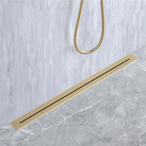 36 in. Stainless Steel Linear Shower Drain with Square Pattern Drain Cover in Brushed Gold