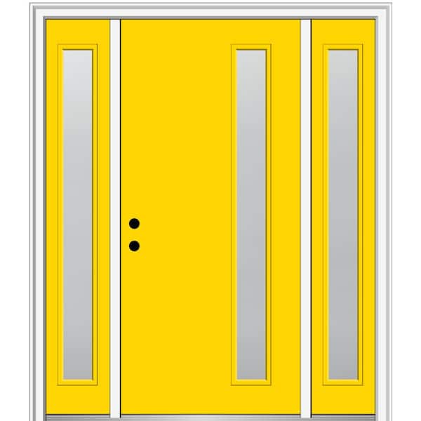 MMI Door 64.5 in. x 81.75 in. Viola Right-Hand Inswing 1-Lite Frosted Painted Fiberglass Smooth Prehung Front Door with Sidelites