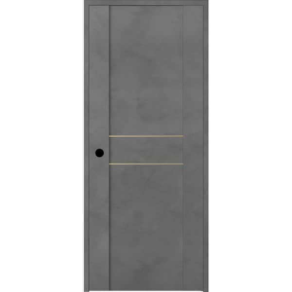 Belldinni Vona 01 2HN Gold 36 in. x 80 in. Right-Handed Solid Core Dark Urban Textured Wood Single Prehung Interior Door
