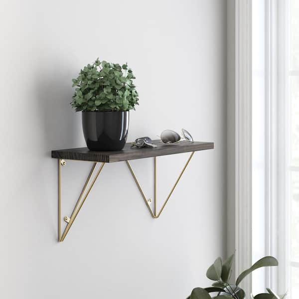 2-Pack 6.4 in. x 8.8 in. Geometric Satin Gold Shelf Bracket