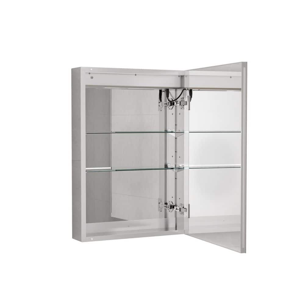 20.1 in. W x 30 in. H Rectangular Aluminum Light Medicine Cabinet with Mir