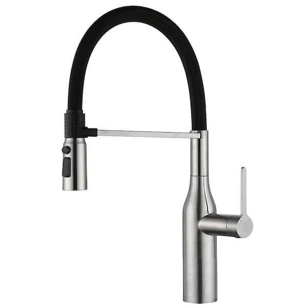 ruiling Stainless Steel 22in. Single Handle Pull Down Sprayer Kitchen Faucet with 360° Swivel Magnetic Spray in Brushed Nickel