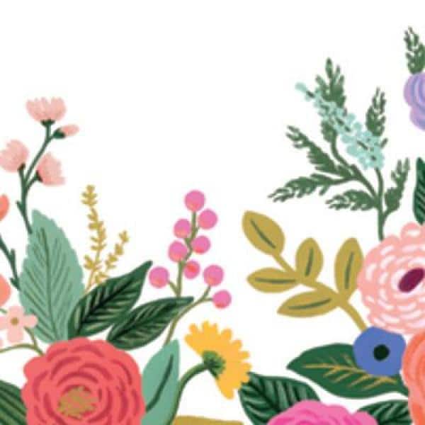 Cream and Bright Pink Floral Garden Party Mural Wallpaper