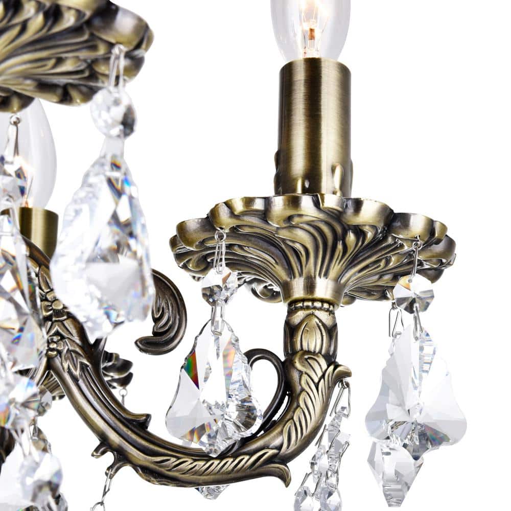 Antique Brass and Crystal 6-Light Mini Chandelier