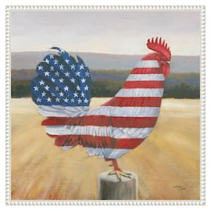 American Rooster by Wellington Studio 22-in. W x 22-in. H. Canvas Wall Art Print Framed in White