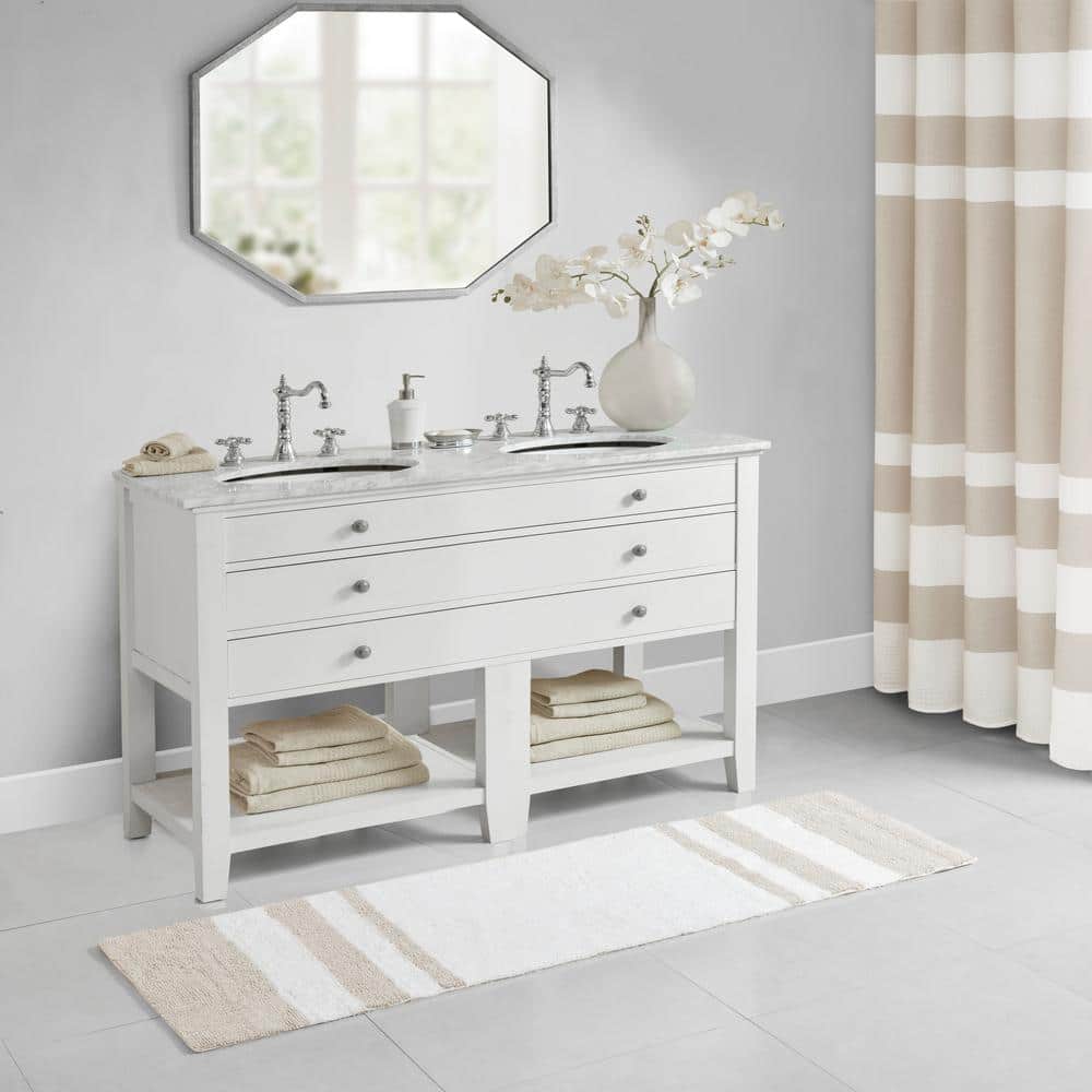 Taupe 24x72" Cotton Reversible Bath Rug