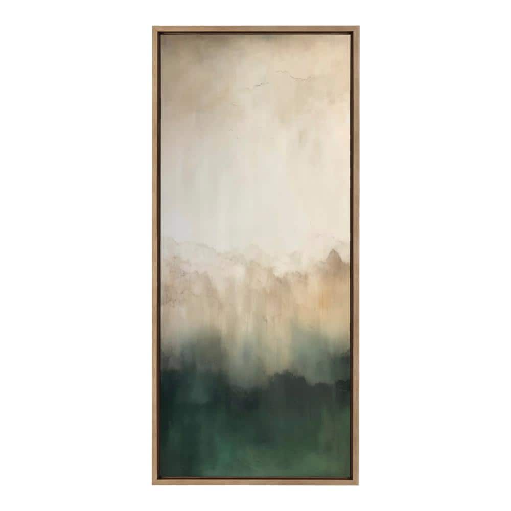 Green Mountain Abstract II Framed Canvas Wall Art, 18x40 Gold