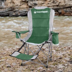 Camping Chair with Footrest – 300 lbs. Capacity Chair with Footrest, Cupholder, and Cooler Pouch - Portable Chai, Green