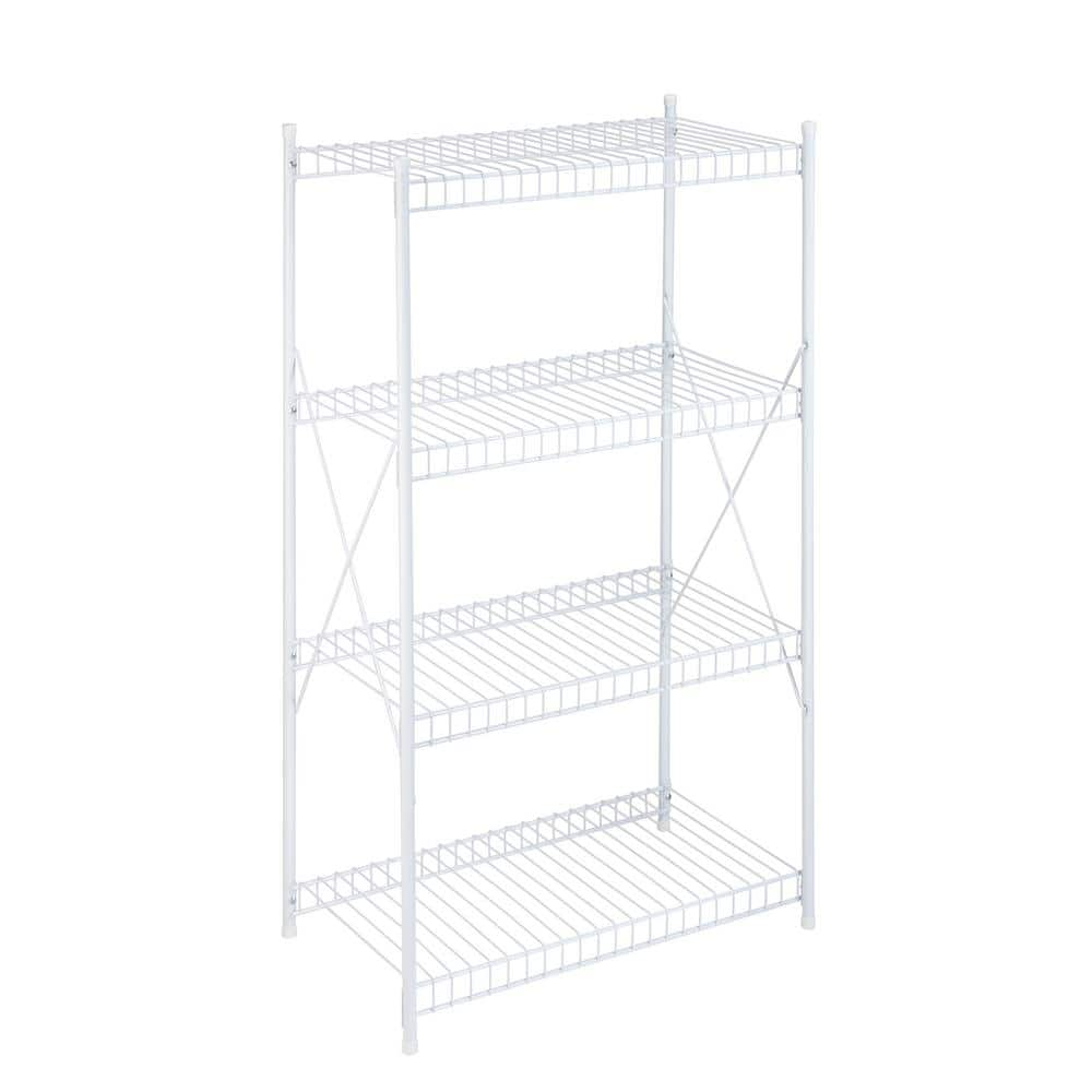 Honey-Can-Do White 4-Tier Metal Wire Shelving Unit (23 in. W x 41 in. H ...