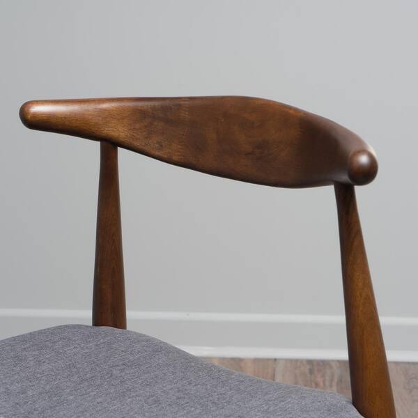 Light Grey Christopher Knight Home 300007 Francie Fabric with Walnut Finish Dining Chairs 2-Pcs Set Walnut