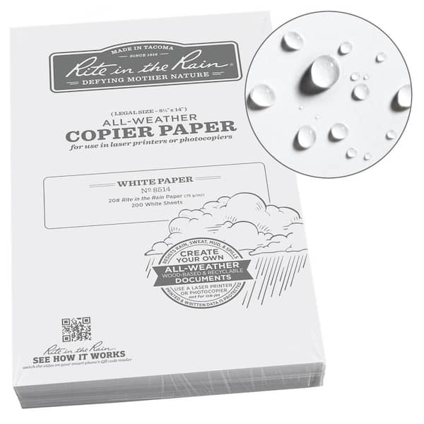 Rite in the Rain All-Weather 8-1/2 in. x 14 in. 20 lbs. Copier Paper, White (200-Sheet Pack)