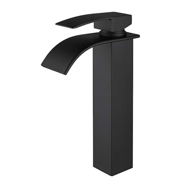 Raina Single-Handle Single-Hole Vessel Bathroom Faucet in Matte Black