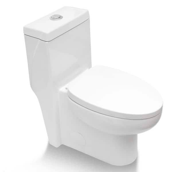 12 in.Rough In 1.1/1.6 GPF Dual Flush 1-Piece Elongated Toilet in White Seat Included