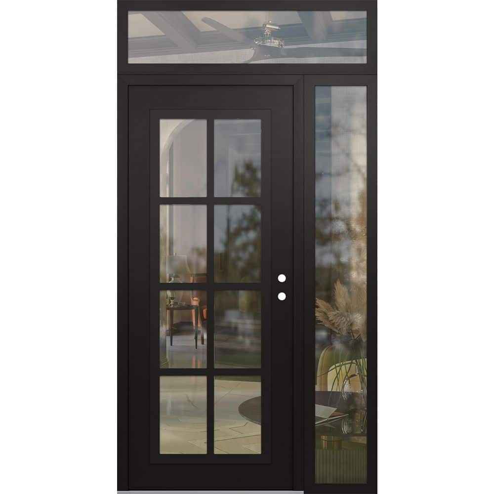 C16 50 in. x 96 in. Black P Left-Hand/Inswing Clear Glass Black/Black Sidelite+Transom Steel Prehung Front Door price history on PriceWatchPro
