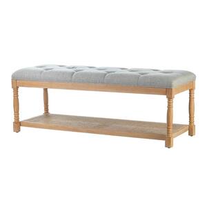 Charente Grey Upholstery Tufted Bench with Open Bottom