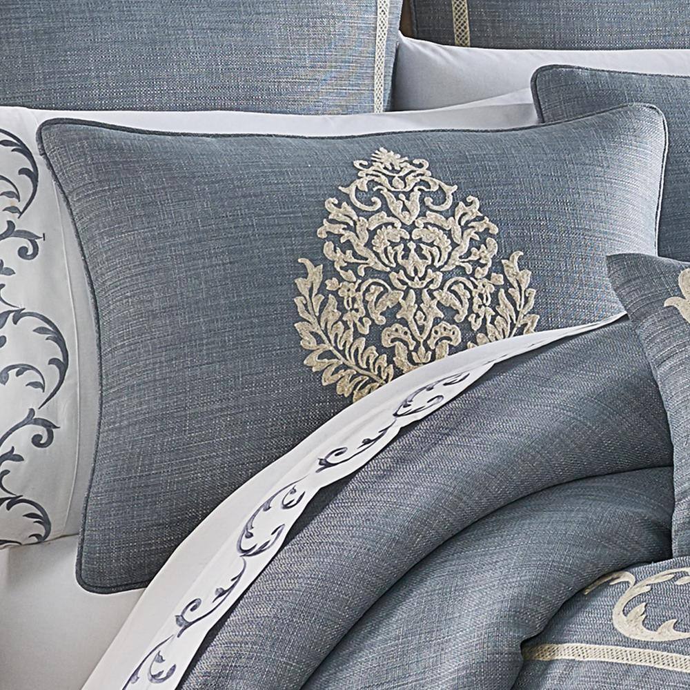 Aurora Queen Blue Microfiber 4-Piece Comforter Set