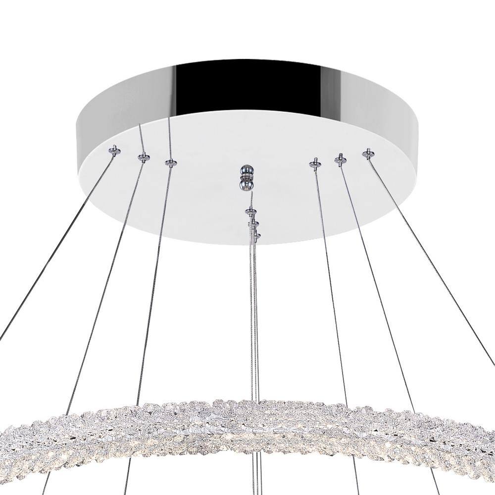Arielle 32" Chrome and Crystal 3-Tier LED Chandelier