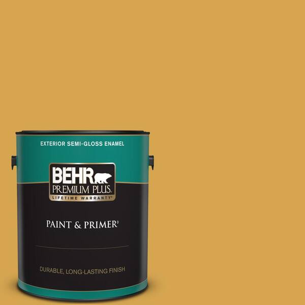 BEHR PREMIUM PLUS 1 gal. #M290-6 Plantain Chips Semi-Gloss Enamel Exterior Paint & Primer