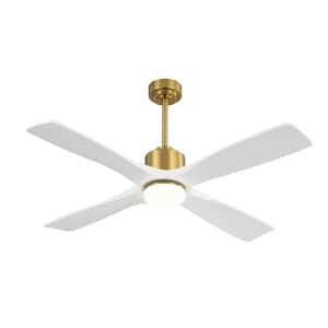 54 in. Solid Wood Indoor Black and White Ceiling Fan with Light