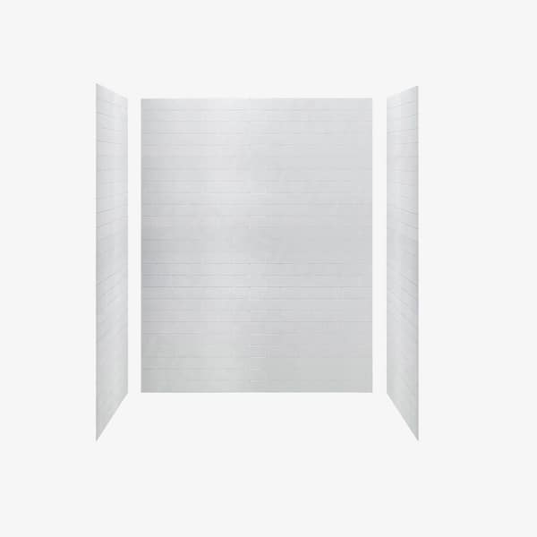 36 in. x 60 in. x 75 in. Solid Surface 3-Piece Easy Up Adhesive Alcove Shower Wall Surround in High Gloss White